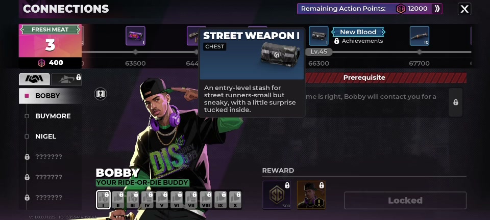 Street Weapon I Chest item card in Bobby Connections rewards