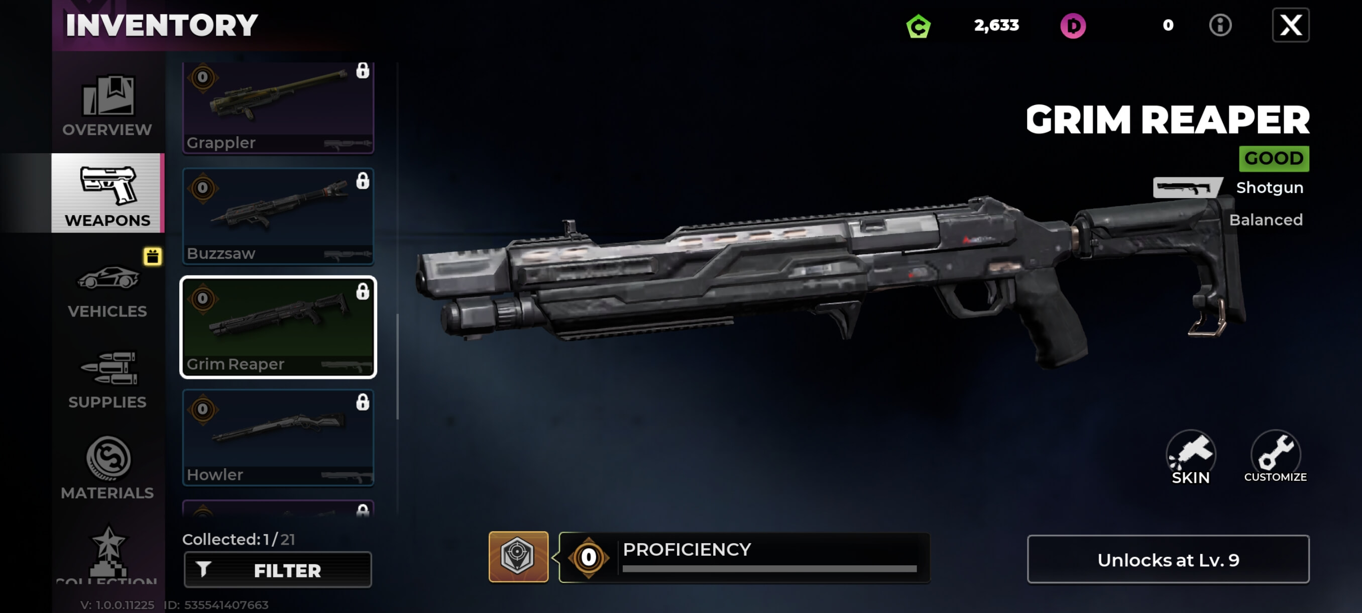 Grim Reaper Shotgun inventory screen in Gangstar Mirage City