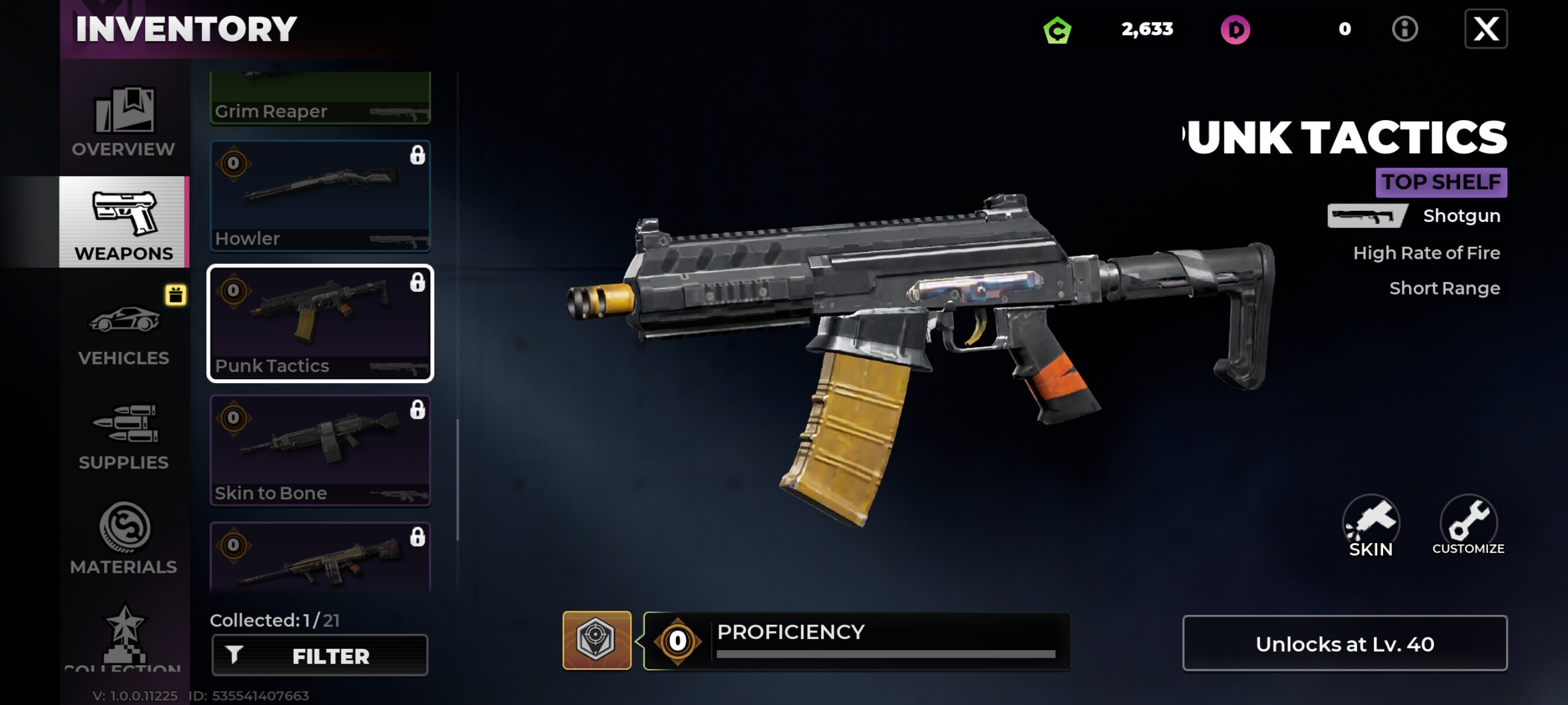 Punk Tactics Shotgun inventory screen in Gangstar Mirage City