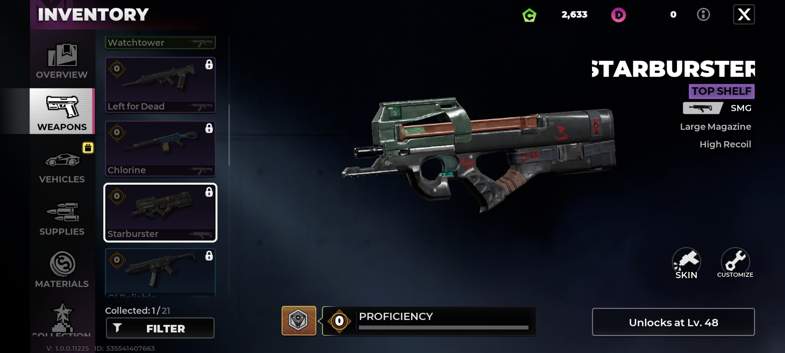 Starburster SMG inventory screen in Gangstar Mirage City